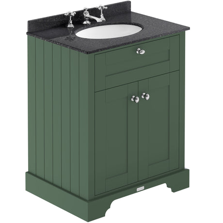 Old London 600mm Freestanding Vanity Unit & Basin, Round Bowl, 2 Door Hunter Green LOF824