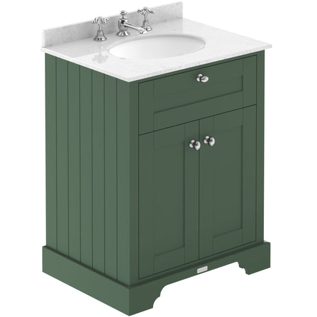 Old London 600mm Freestanding Vanity Unit & Basin, Round Bowl, 2 Door Hunter Green LOF825