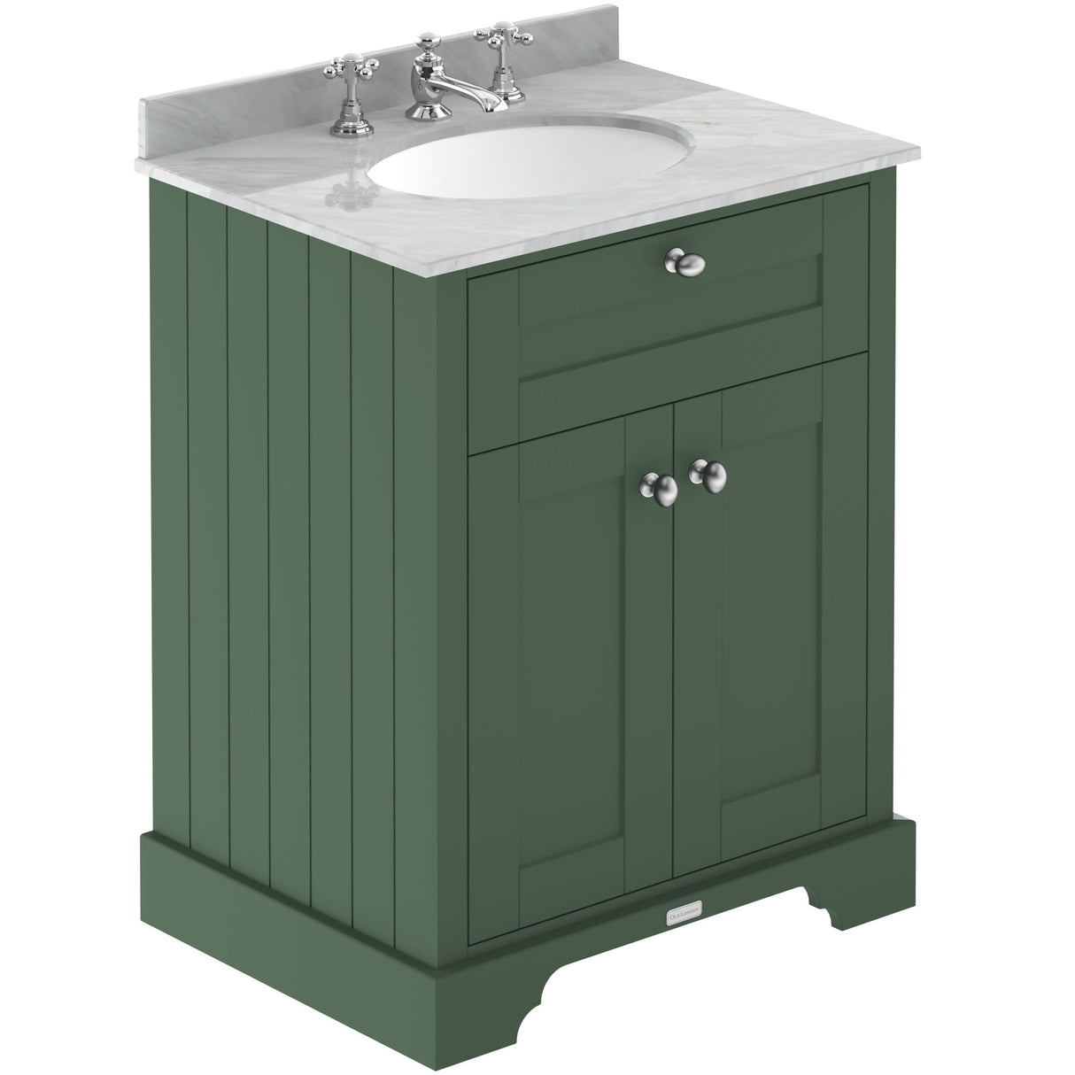Old London 600mm Freestanding Vanity Unit & Basin, Round Bowl, 2 Door Hunter Green LOF826