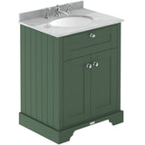 Old London 600mm Freestanding Vanity Unit & Basin, Round Bowl, 2 Door Hunter Green LOF826