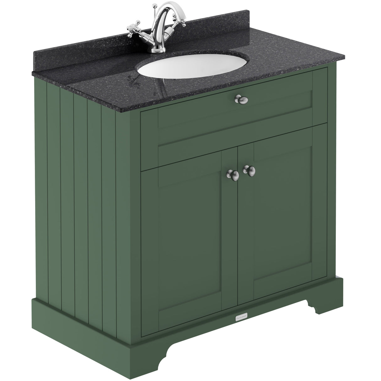 Old London 800mm Freestanding Vanity Unit & Basin, Round Bowl, 2 Door Hunter Green LOF827