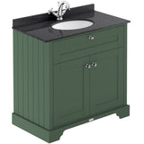 Old London 800mm Freestanding Vanity Unit & Basin, Round Bowl, 2 Door Hunter Green LOF827
