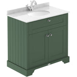 Old London 800mm Freestanding Vanity Unit & Basin, Round Bowl, 2 Door Hunter Green LOF828