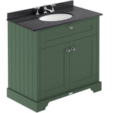 Old London 800mm Freestanding Vanity Unit & Basin, Round Bowl, 2 Door Hunter Green LOF830