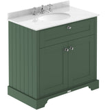 Old London 800mm Freestanding Vanity Unit & Basin, Round Bowl, 2 Door Hunter Green LOF831