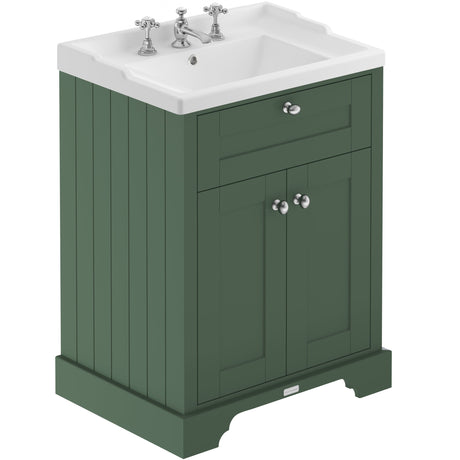 Old London 600mm Freestanding Vanity Unit & Basin, 2 Door Hunter Green LOF833
