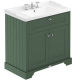 Old London 800mm Freestanding Vanity Unit & Basin, 2 Door Hunter Green LOF835