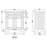Old London 800mm Freestanding Vanity Unit & Basin, 2 Door Hunter Green LOF835 LD