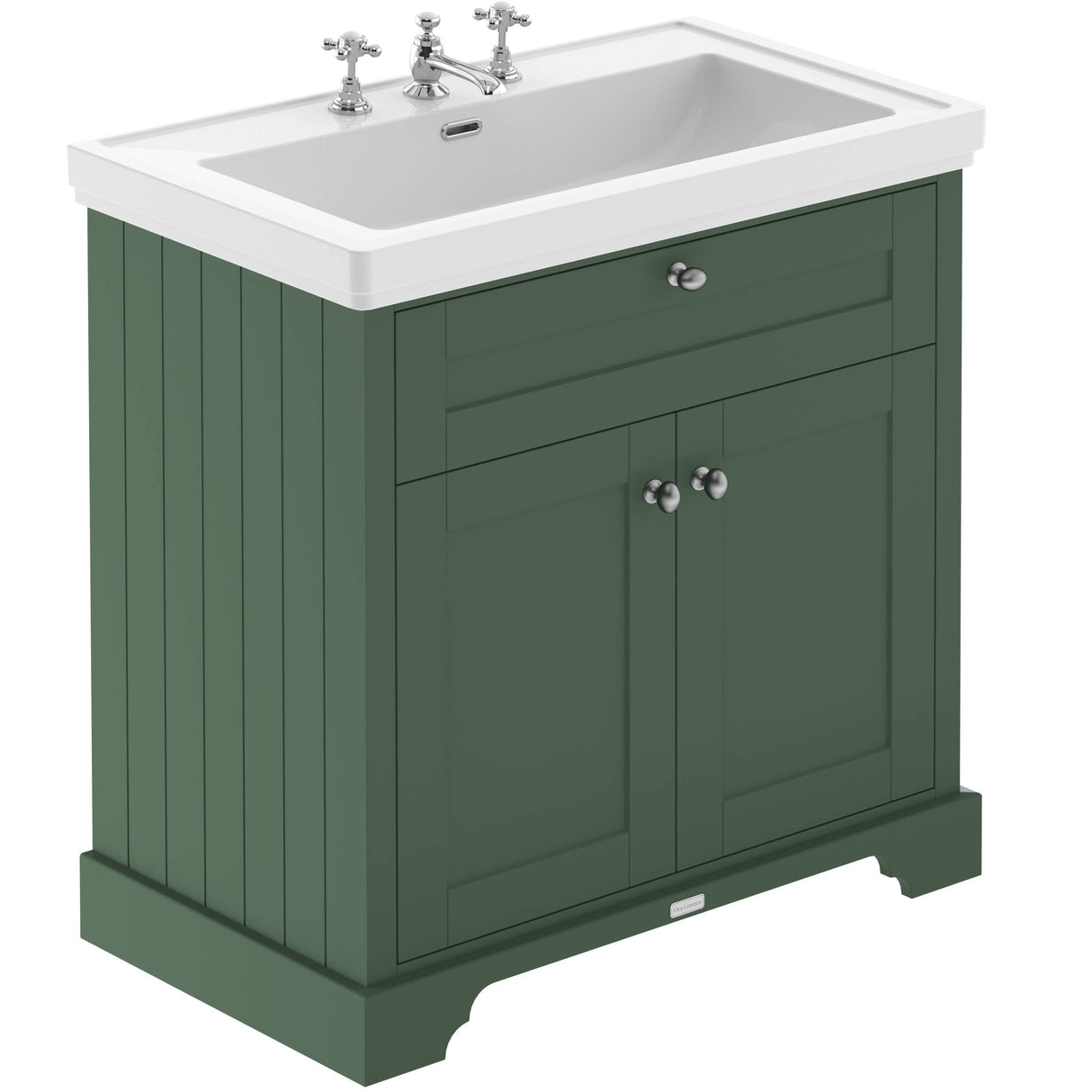Old London 800mm Freestanding Vanity Unit & Basin, 2 Door Hunter Green LOF836