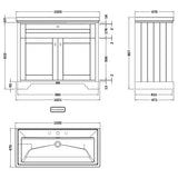 Old London 1000mm Freestanding Vanity Unit & Basin, 2 Door Hunter Green LOF838 LD
