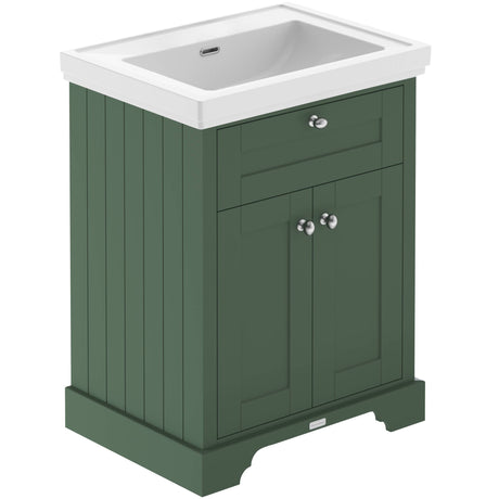 Old London 600mm Freestanding Vanity Unit & Basin, 2 Door Hunter Green LOF844