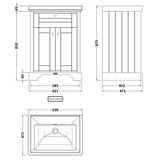 Old London 600mm Freestanding Vanity Unit & Basin, 2 Door Hunter Green LOF844 LD
