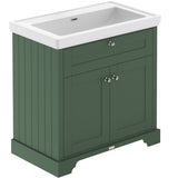 Old London 800mm Freestanding Vanity Unit & Basin, 2 Door Hunter Green LOF846