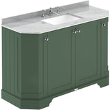 Old London 1200mm Angled Freestanding Vanity Unit & Basin, Square Bowl, 4 Door Hunter Green LOF857