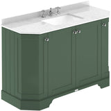 Old London 1200mm Angled Freestanding Vanity Unit & Basin, Square Bowl, 4 Door Hunter Green LOF858