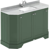 Old London 1200mm Angled Freestanding Vanity Unit & Basin, Square Bowl, 4 Door Hunter Green LOF860