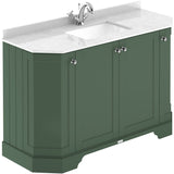 Old London 1200mm Angled Freestanding Vanity Unit & Basin, Square Bowl, 4 Door Hunter Green LOF861