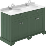 Old London 1200mm Freestanding Vanity Unit & Basin, Round Bowl, 4 Door Hunter Green LOF864