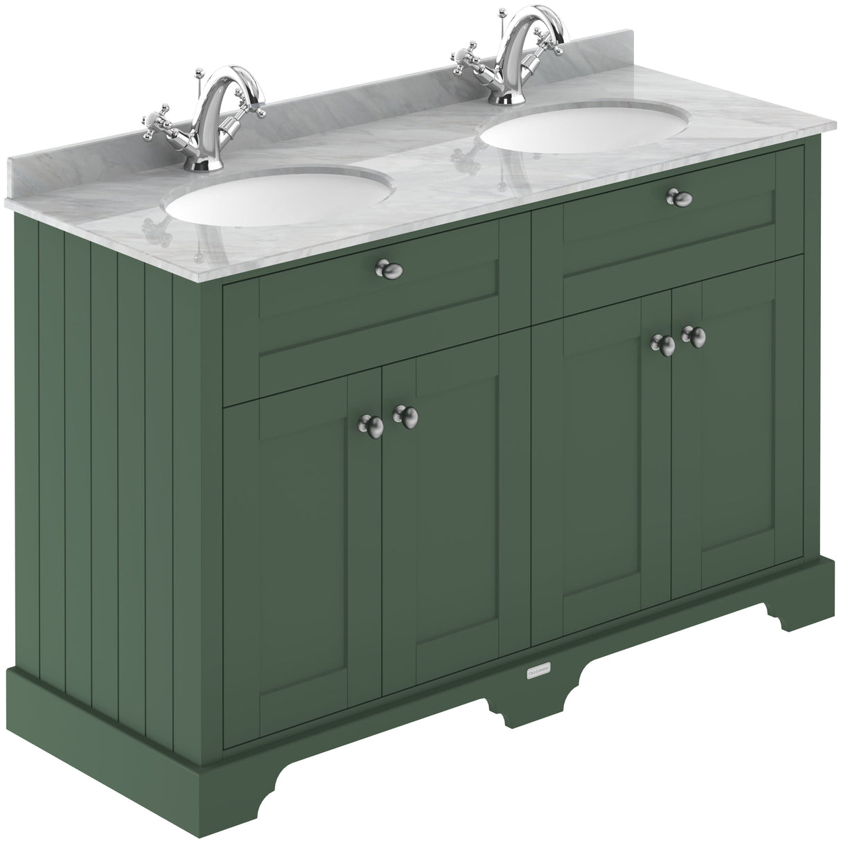 Old London 1200mm Freestanding Vanity Unit & Basin, Round Bowl, 4 Door Hunter Green LOF865