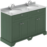 Old London 1200mm Freestanding Vanity Unit & Basin, Round Bowl, 4 Door Hunter Green LOF865