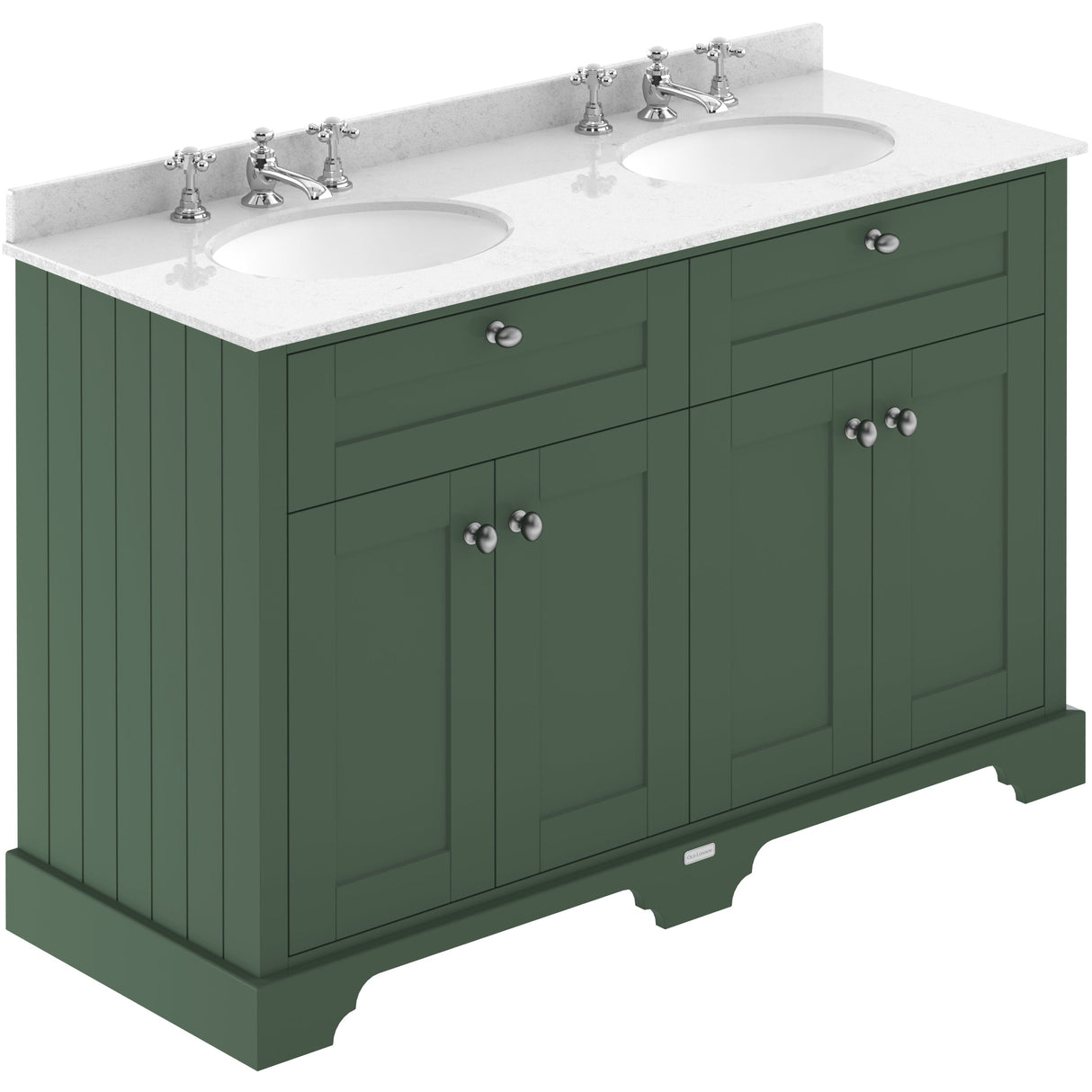 Old London 1200mm Freestanding Vanity Unit & Basin, Round Bowl, 4 Door Hunter Green LOF867