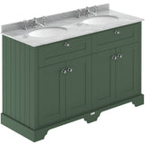 Old London 1200mm Freestanding Vanity Unit & Basin, Round Bowl, 4 Door Hunter Green LOF868