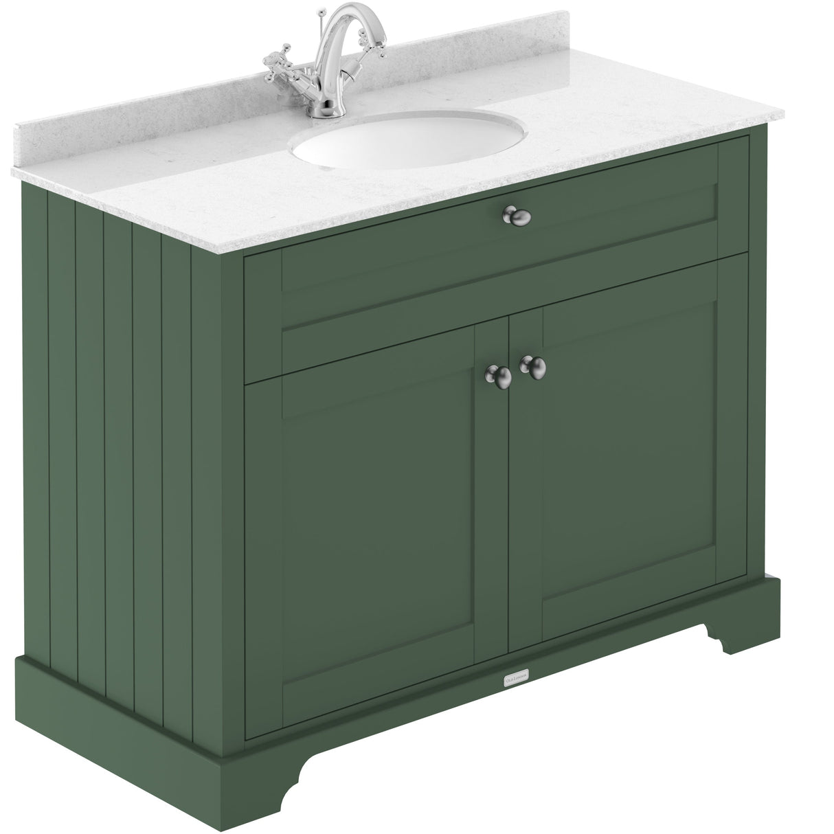 Old London 1000mm Freestanding Vanity Unit & Basin, Round Bowl, 2 Door Hunter Green LOF877