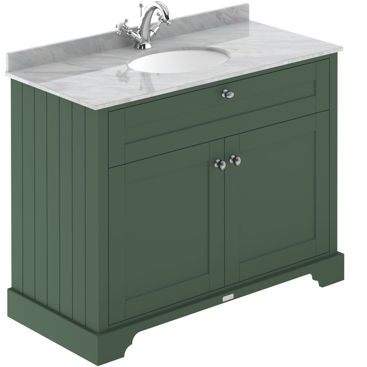 Old London 1000mm Freestanding Vanity Unit & Basin, Round Bowl, 2 Door Hunter Green LOF878