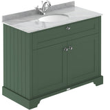 Old London 1000mm Freestanding Vanity Unit & Basin, Round Bowl, 2 Door Hunter Green LOF878