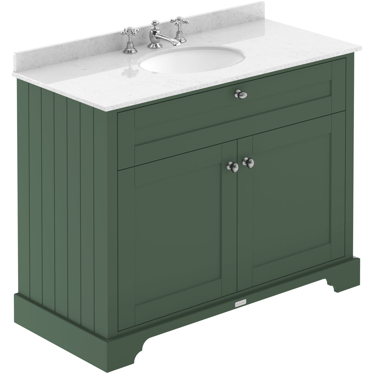 Old London 1000mm Freestanding Vanity Unit & Basin, Round Bowl, 2 Door Hunter Green LOF880