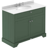 Old London 1000mm Freestanding Vanity Unit & Basin, Round Bowl, 2 Door Hunter Green LOF880