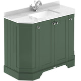 Old London 1000mm Angled Freestanding Vanity Unit & Basin, Square Bowl, 4 Door Hunter Green LOF883