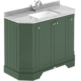 Old London 1000mm Angled Freestanding Vanity Unit & Basin, Square Bowl, 4 Door Hunter Green LOF884