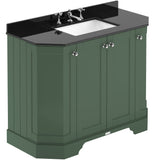 Old London 1000mm Angled Freestanding Vanity Unit & Basin, Square Bowl, 4 Door Hunter Green LOF885