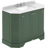 Old London 1000mm Angled Freestanding Vanity Unit & Basin, Square Bowl, 4 Door Hunter Green LOF886