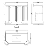 Old London 1000mm Angled Freestanding Vanity Unit & Basin, Square Bowl, 4 Door Hunter Green LOF886 LD