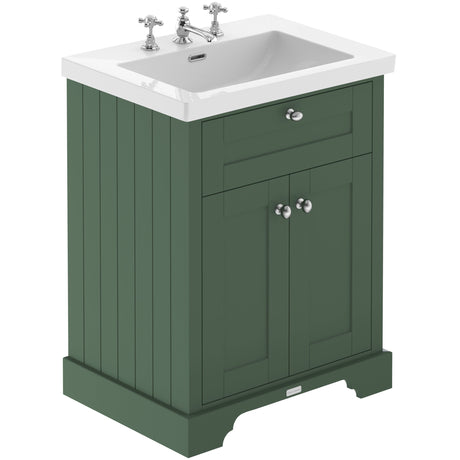 Old London 600mm Freestanding Vanity Unit & Basin, 2 Door Hunter Green LOF890