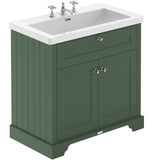 Old London 800mm Freestanding Vanity Unit & Basin, 2 Door Hunter Green LOF891
