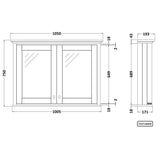 Old London Mirrored Cabinet H750 x W1050mm, 2 Door Twilight Blue LON317 LD