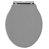 Old London Chancery Soft Close Wooden Toilet Seat With Chrome Hinges, Top Fix Storm Grey LOS298