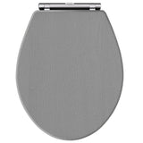 Old London Richmond Soft Close Wooden Toilet Seat With Chrome Hinges, Top Fix Storm Grey LOS299