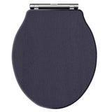 Old London Chancery Soft Close Wooden Toilet Seat With Chrome Hinges, Top Fix Twilight Blue LOS398
