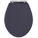 Old London Richmond Soft Close Wooden Toilet Seat With Chrome Hinges, Top Fix Twilight Blue LOS399