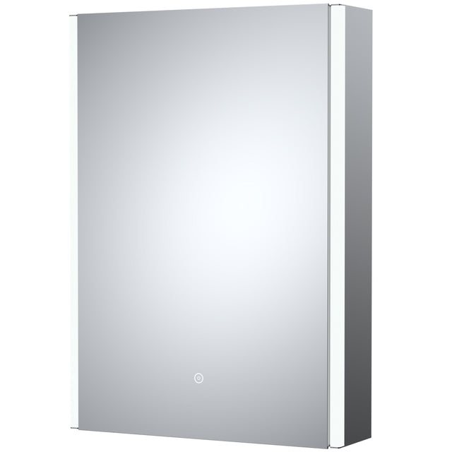Nuie Pavo LED Touch Sensor 1 Door Mirrored Cabinet H700 x W500mm Silver LQ093