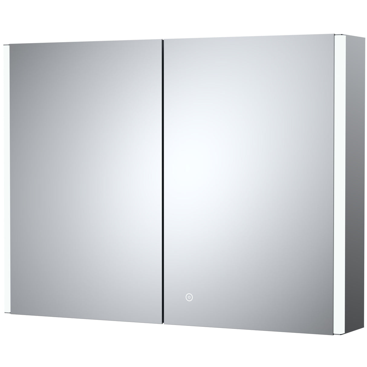 Nuie Leda LED Touch Sensor 2 Door Mirrored Cabinet H600 x W800mm Silver LQ094