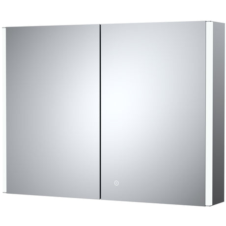 Nuie Leda LED Touch Sensor 2 Door Mirrored Cabinet H600 x W800mm Silver LQ094