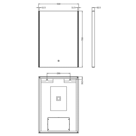 Nuie Anser LED Touch Sensor Bathroom Mirror H700 x W500mm Silver LQ503 LD