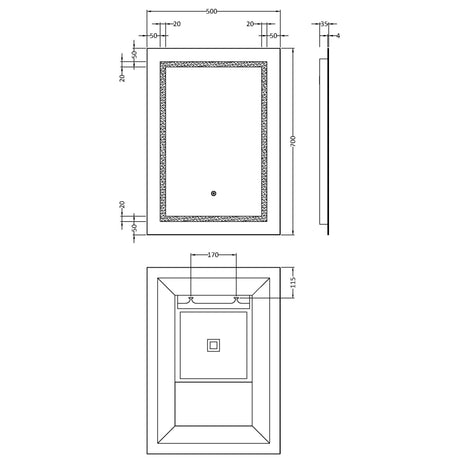 Nuie Sculptor LED Touch Sensor Bathroom Mirror H700 x W500mm Silver LQ505 LD