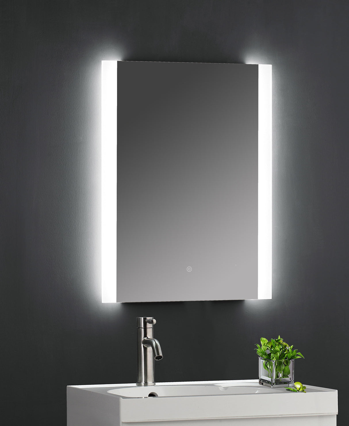 Nuie Castor Ambient Lit LED Touch Sensor Bathroom Mirror H700 x W500mm Silver LQ601 LS2