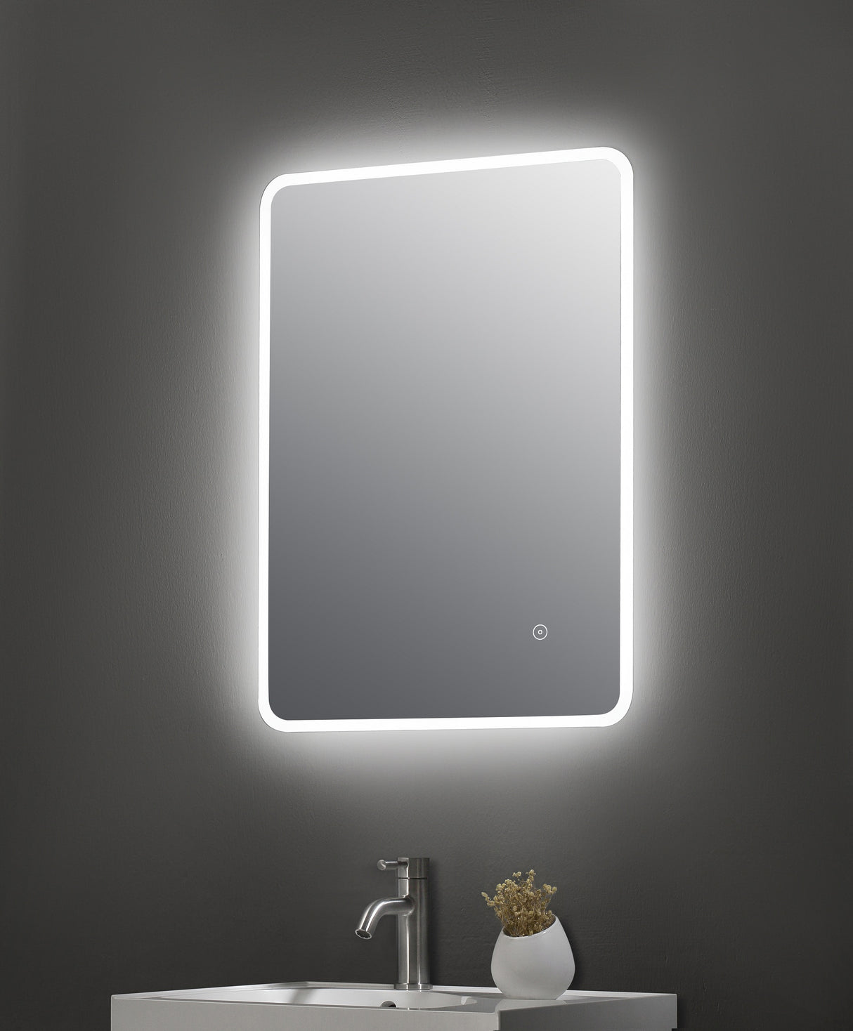 Nuie Lynx Ambient Lit LED Touch Sensor Mirror H700 x W500mm Silver LQ603 LS